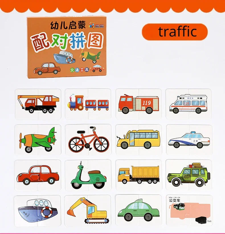 Puzzle animaux,fruits,véhicules