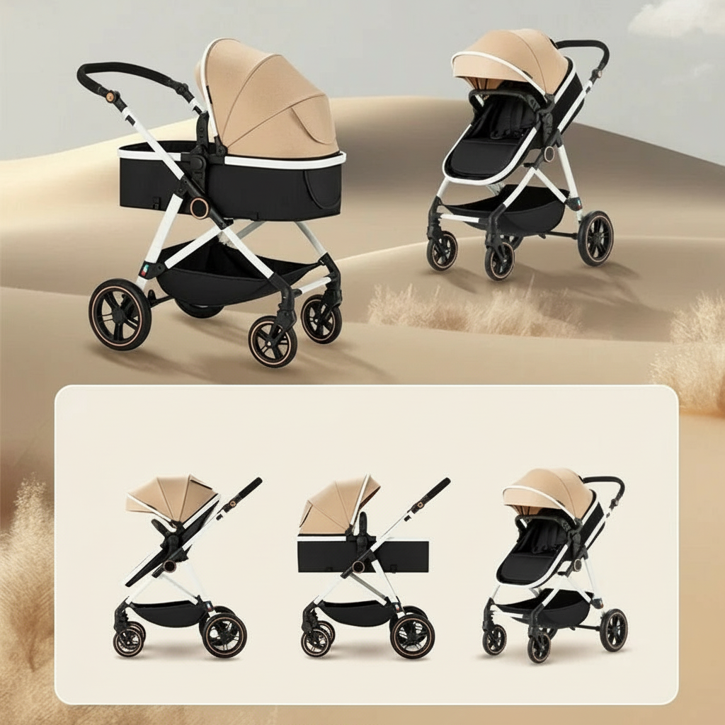 Poussette Bébé 3-en-1 Ultra-Légère