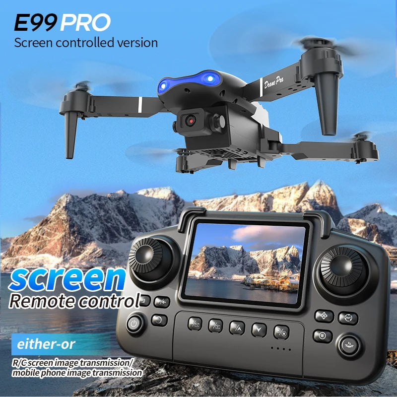 Nouveau drone E99 Pro 8K HD à double caméra, mode de maintien d’altitude, pliable, mini drone WiFi pour photographie aérienne, quadricoptère RC.